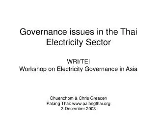 Chuenchom &amp; Chris Greacen Palang Thai: palangthai 3 December 2003