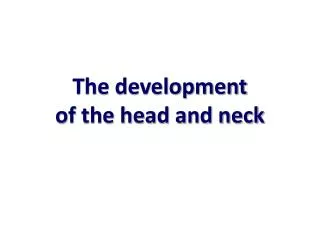 The development of the head and neck