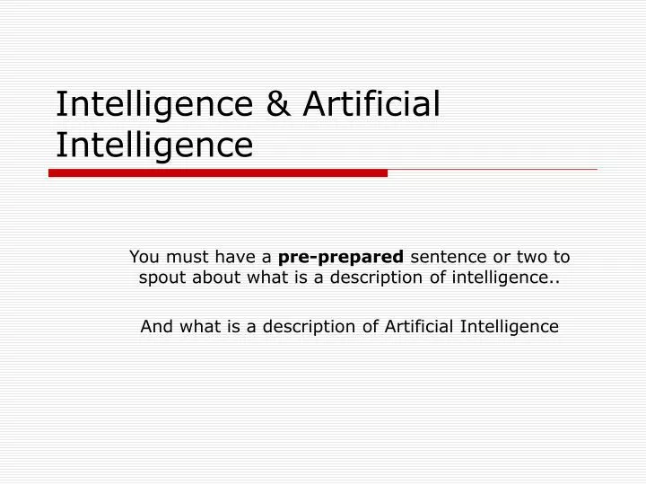 intelligence artificial intelligence