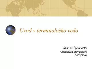 uvod v terminolo ko vedo