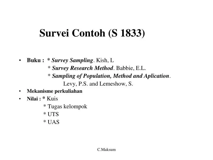survei contoh s 1833