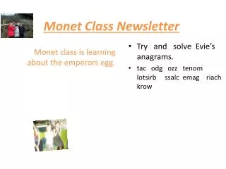 Monet C lass Newsletter