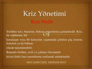 kriz y netimi