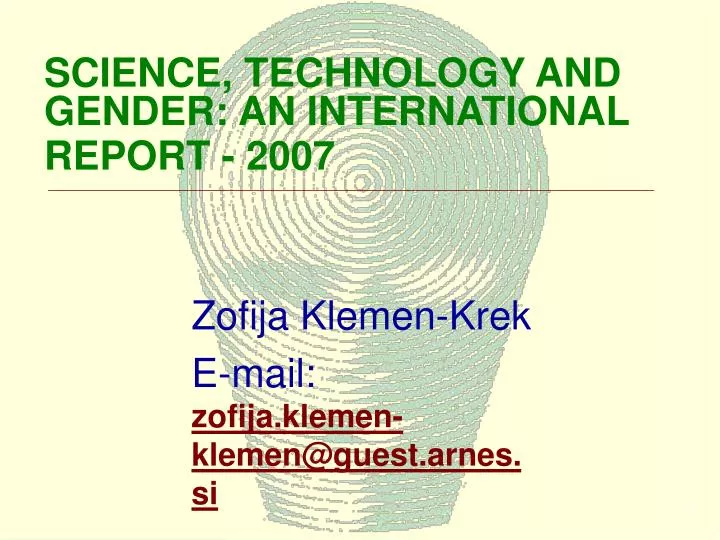 science technology and gender an international report 2007