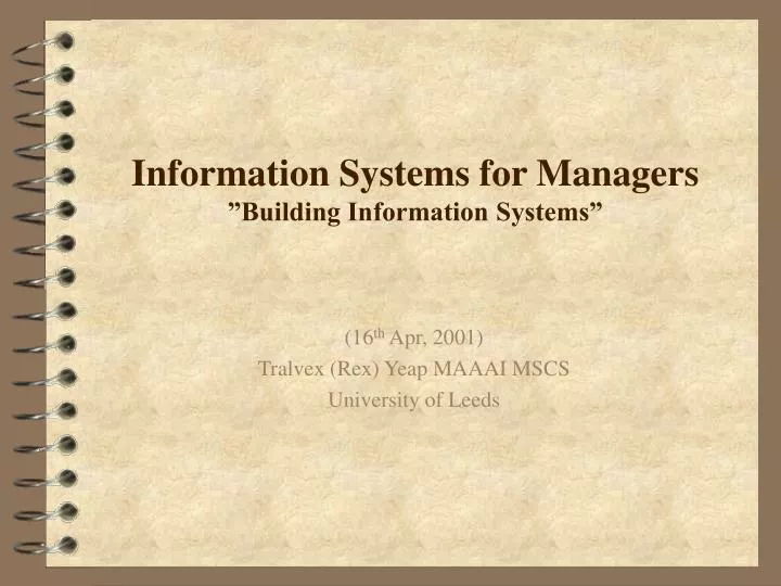 information systems for managers building information systems