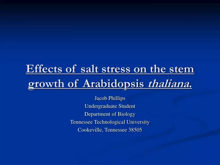 effects of salt stress on the stem growth of arabidopsis thaliana