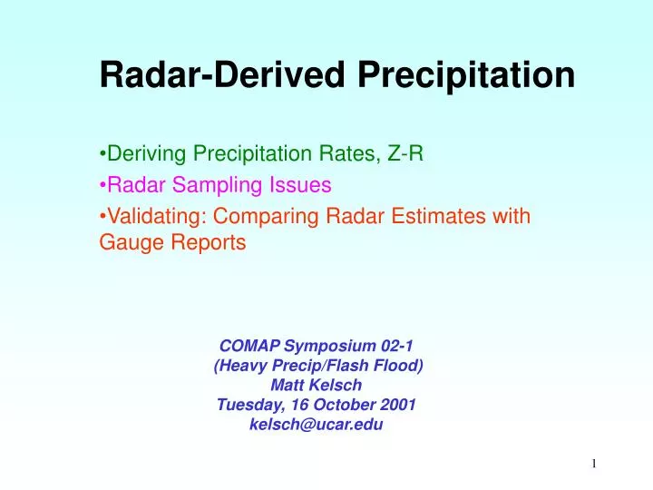 radar derived precipitation