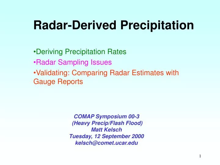 radar derived precipitation