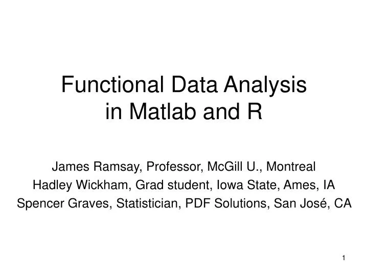 functional data analysis in matlab and r