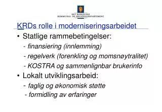 krds rolle i moderniseringsarbeidet