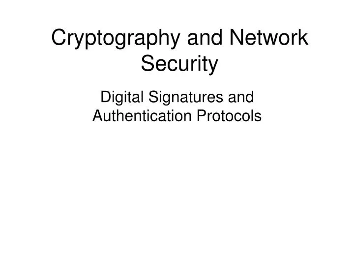 cryptography and network security