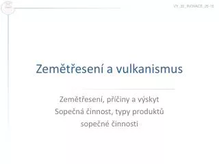 zem t esen a vulkanismus