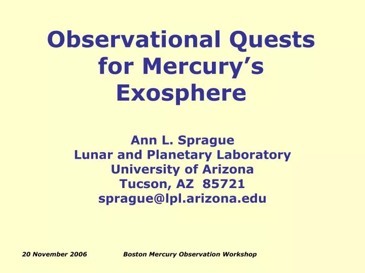 observational quests for mercury s exosphere