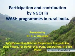 Participation and contribution by NGOs in WASH programmes in rural India.