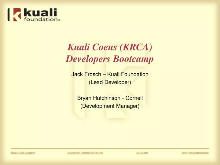 kuali coeus krca developers bootcamp