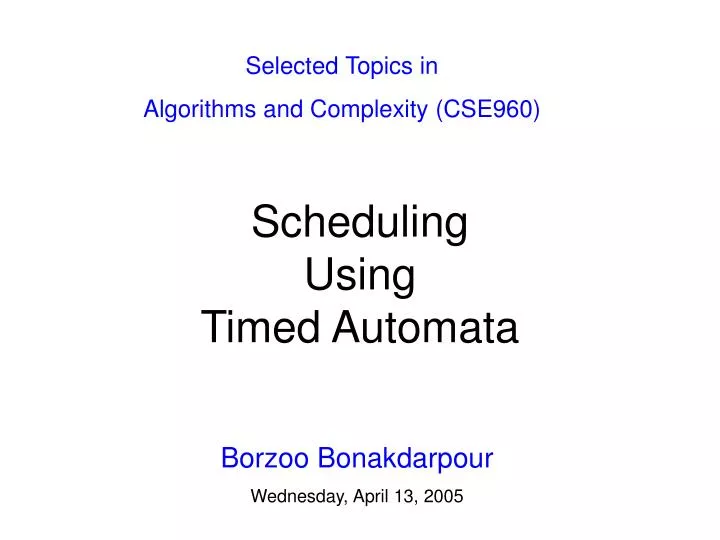 scheduling using timed automata