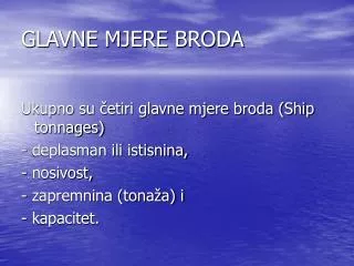 glavne mjere broda