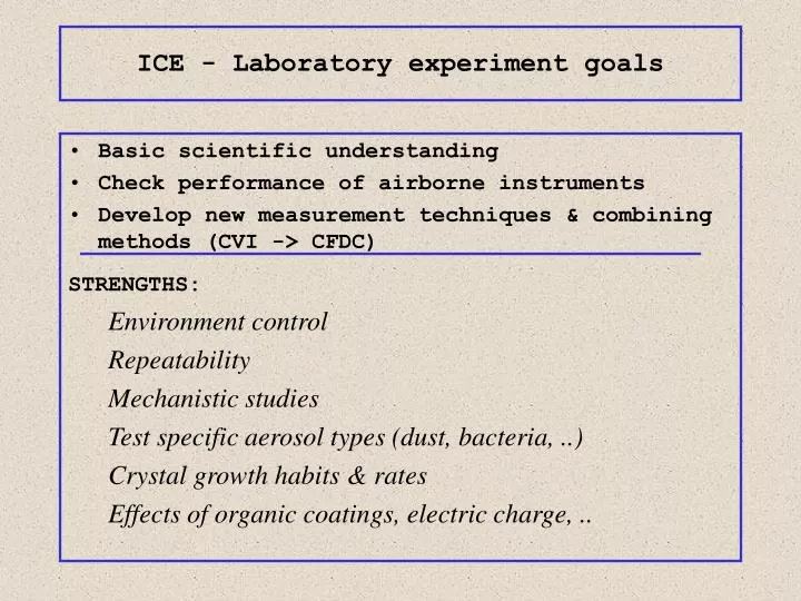 ice laboratory experiment goals