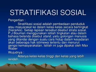 stratifikasi sosial