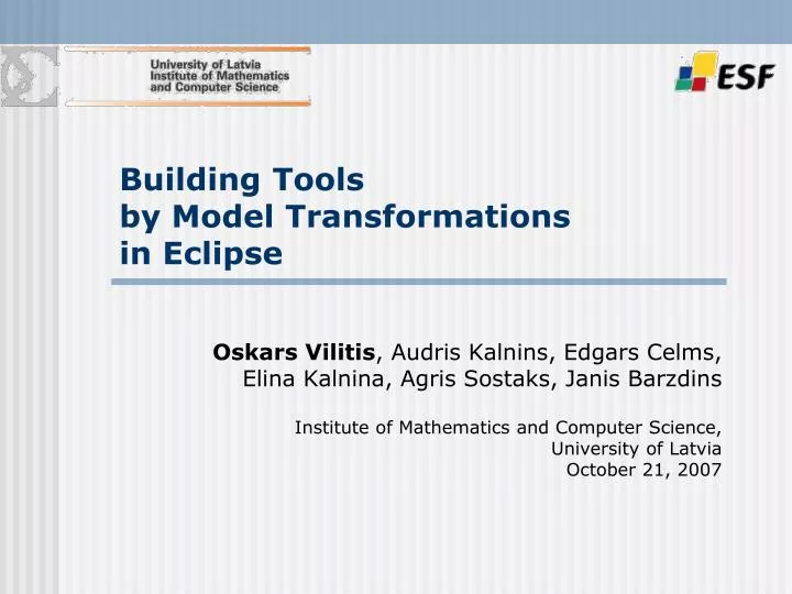 building tools by model transformations in eclipse