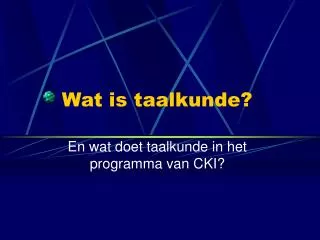 wat is taalkunde