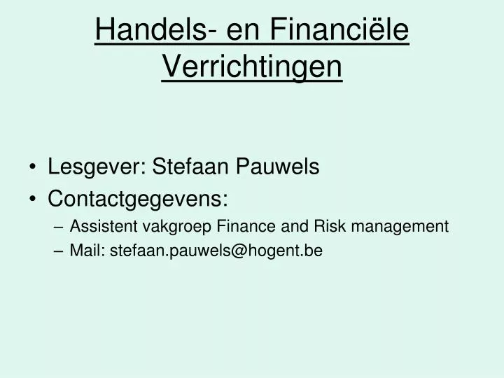 handels en financi le verrichtingen