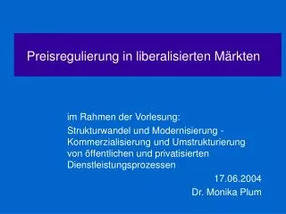 preisregulierung in liberalisierten m rkten