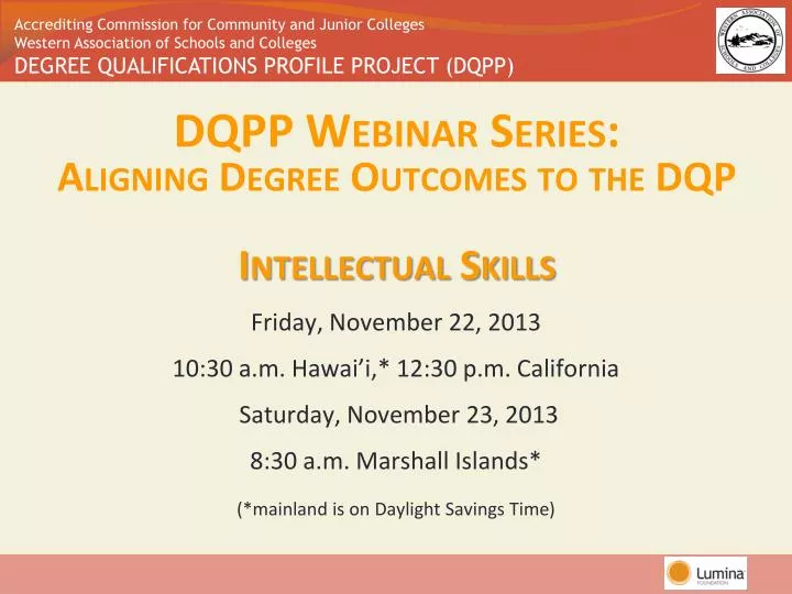 dqpp webinar series aligning degree outcomes to the dqp intellectual skills