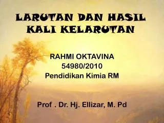 larutan dan hasil kali kelarutan