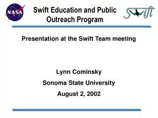 Swift Education and Public Outreach Program