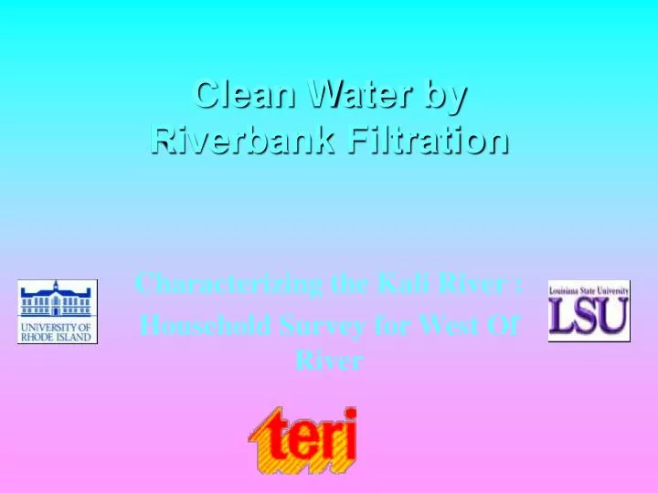 clean water by riverbank filtration