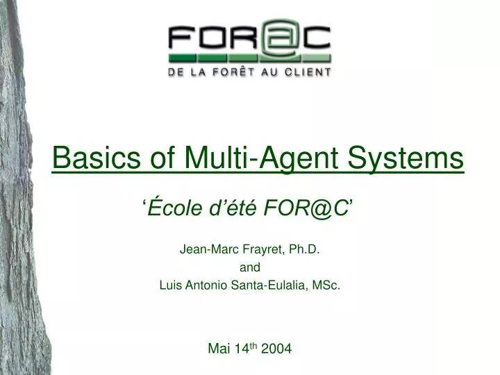 basics of multi agent systems