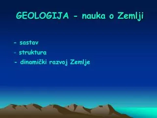 GEOLOGIJA - nauka o Zemlji