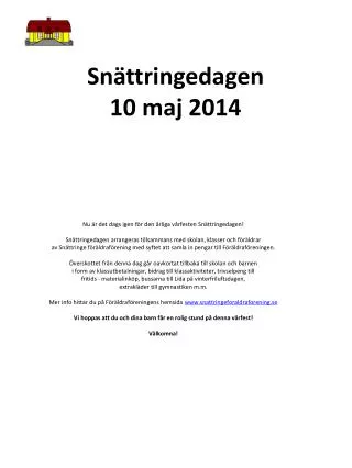 sn ttringedagen 10 maj 2014