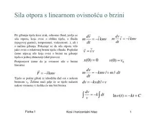sila otpora s linearnom ovisno u o brzini