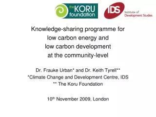 Knowledge-sharing programme for low carbon energy and low carbon development