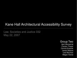 Kane Hall Architectural Accessibility Survey