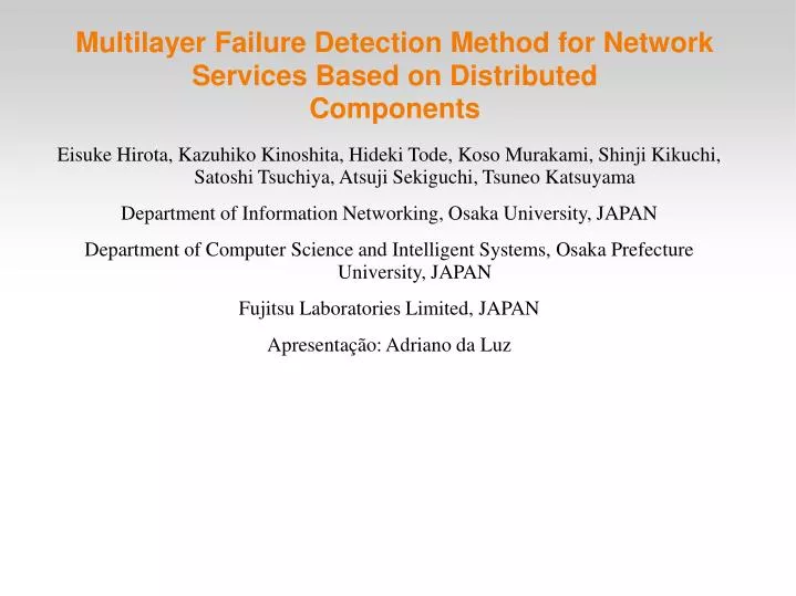 multilayer failure detection method for network services based on distributed components