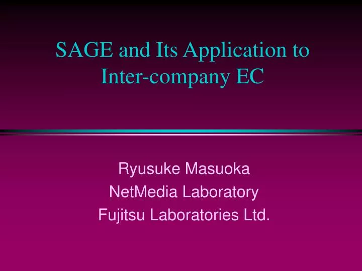 sage and its application to inter company ec