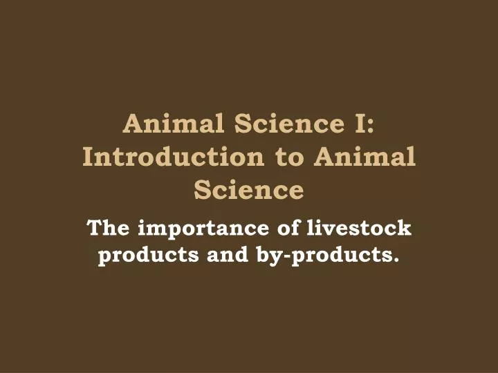 animal science i introduction to animal science