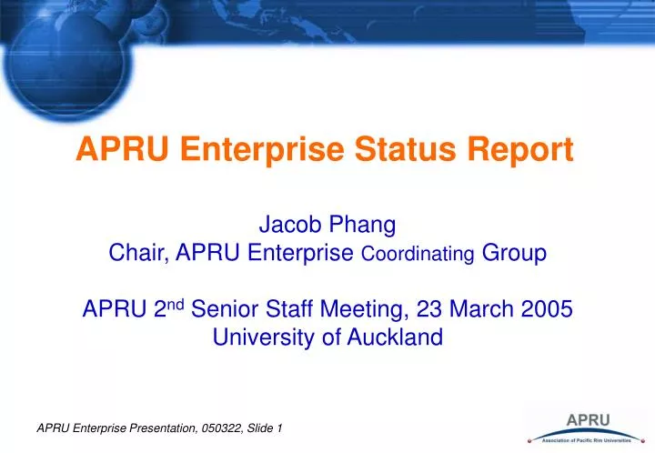 apru enterprise status report