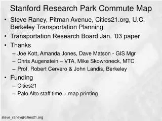 Stanford Research Park Commute Map