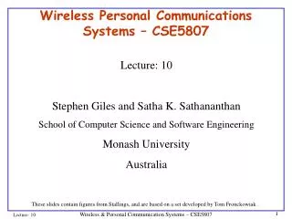 wireless personal communications systems cse5807