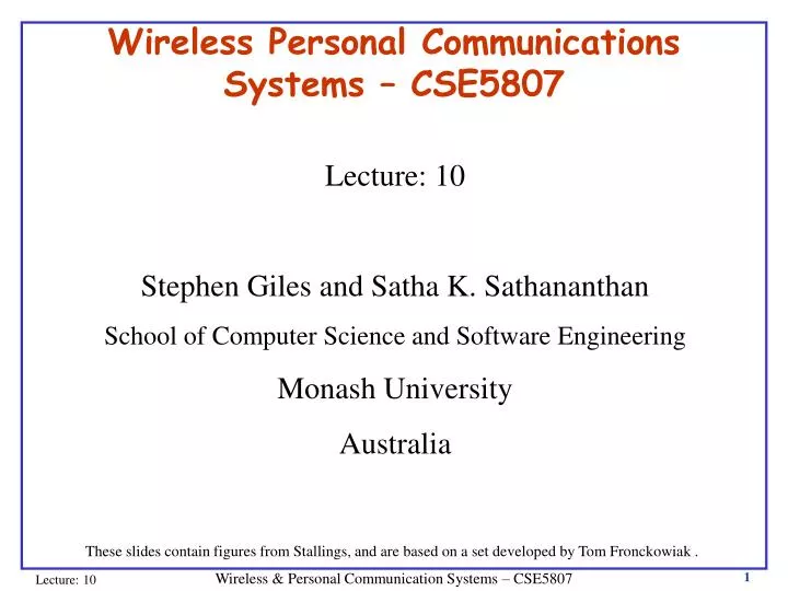 wireless personal communications systems cse5807