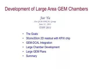 Development of Large Area GEM Chambers