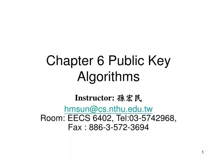 chapter 6 public key algorithms