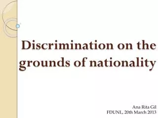 Discrimination on the grounds of nationality