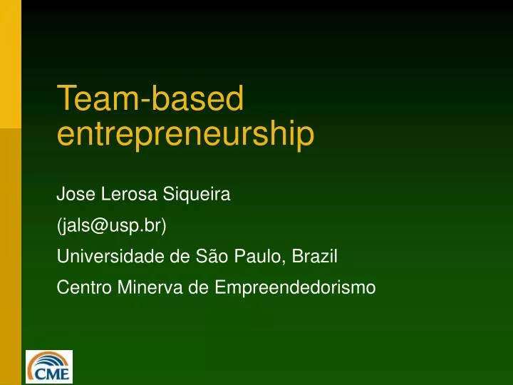 team based entrepreneurship