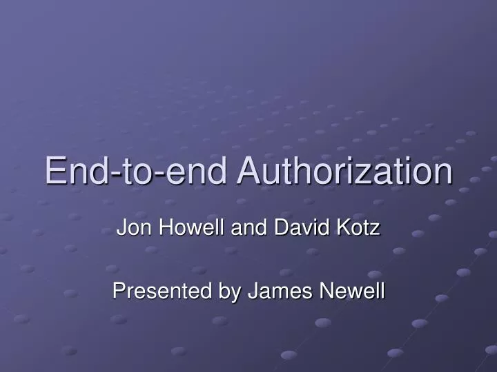 end to end authorization