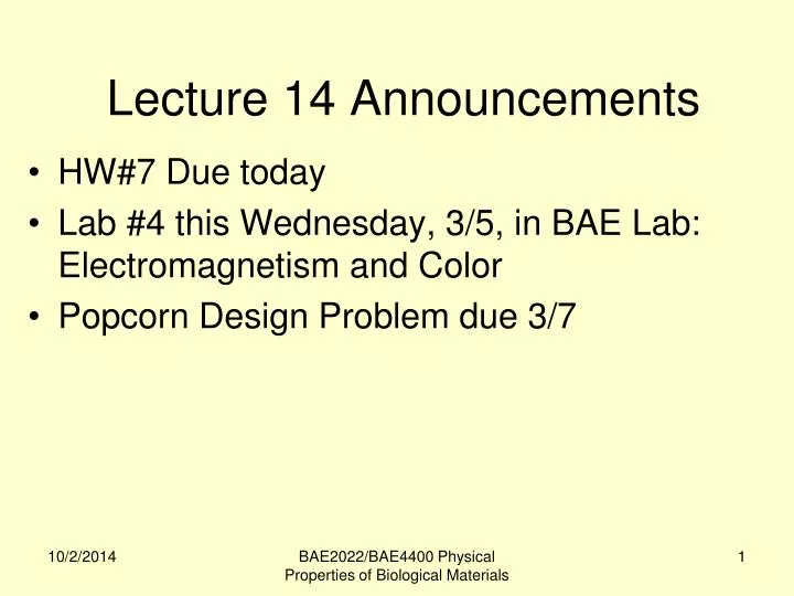 lecture 14 announcements